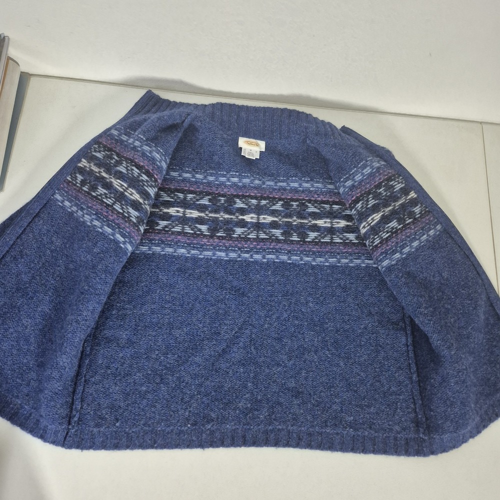 Talbots Sweater Womens M Blue Fair Isle‎ 100% Wool Cardigan Full Zip Vintage - Picture 2 of 8